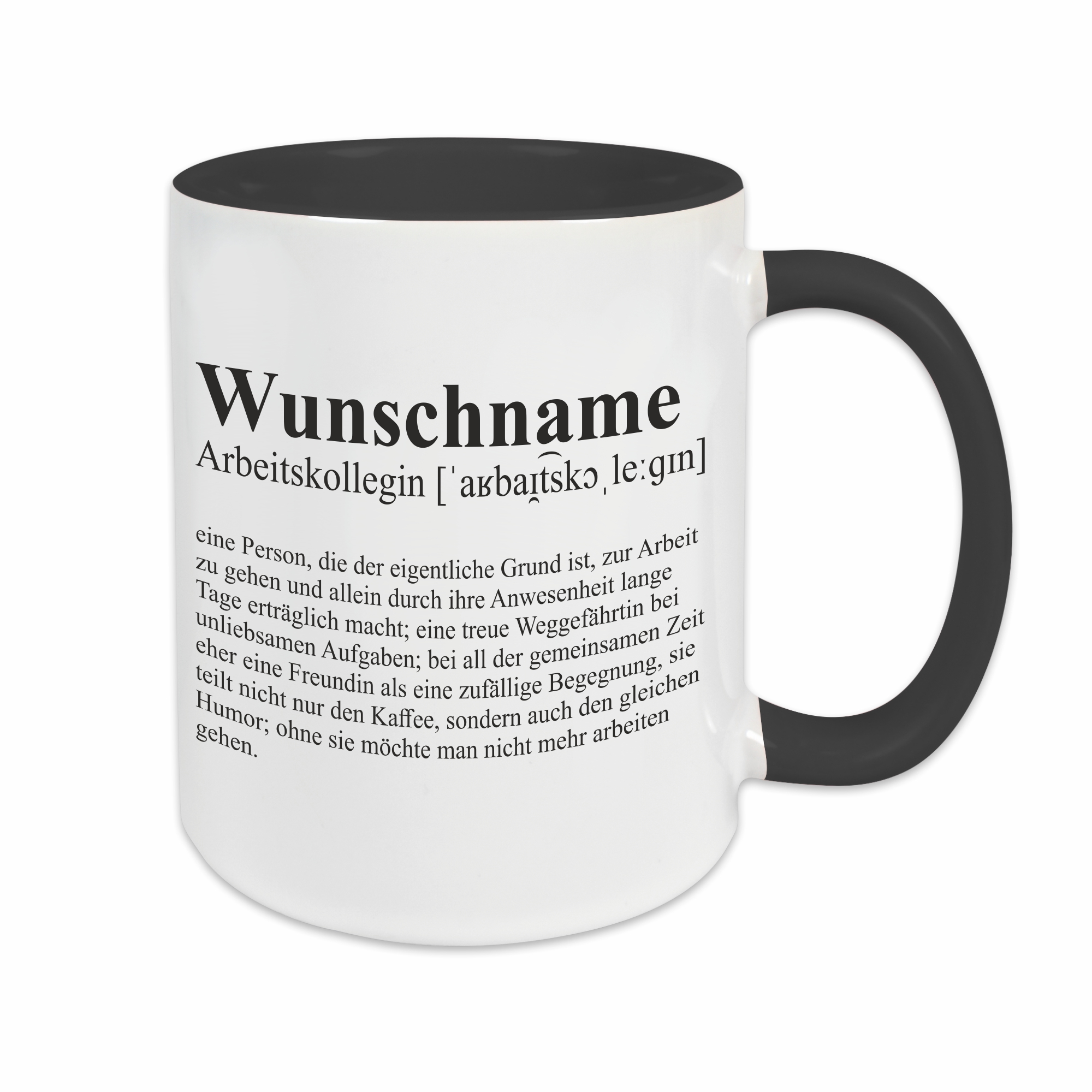 Tasse - Definition Arbeitskollegin schwarz personalisiert