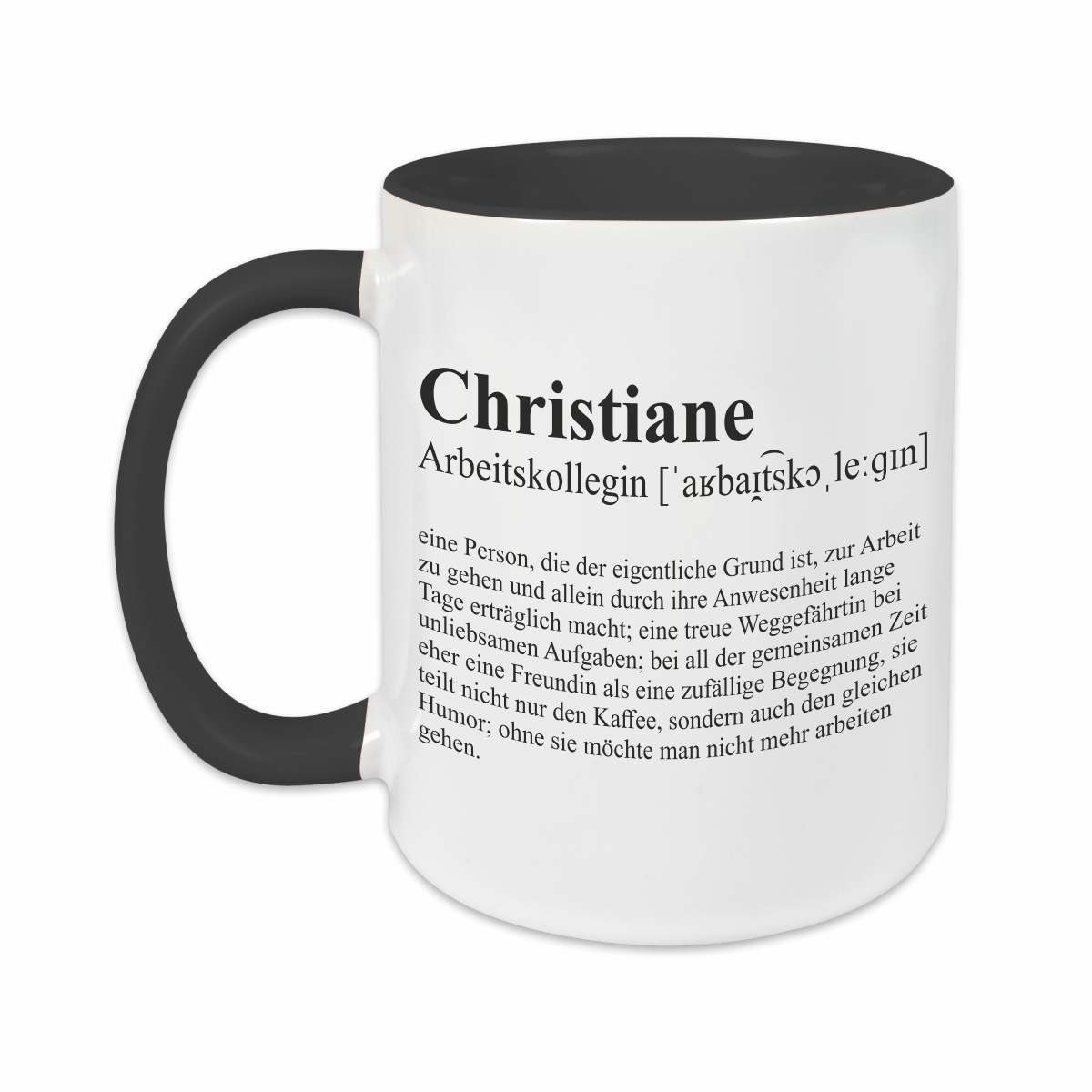 Tasse - Definition Arbeitskollegin schwarz personalisiert