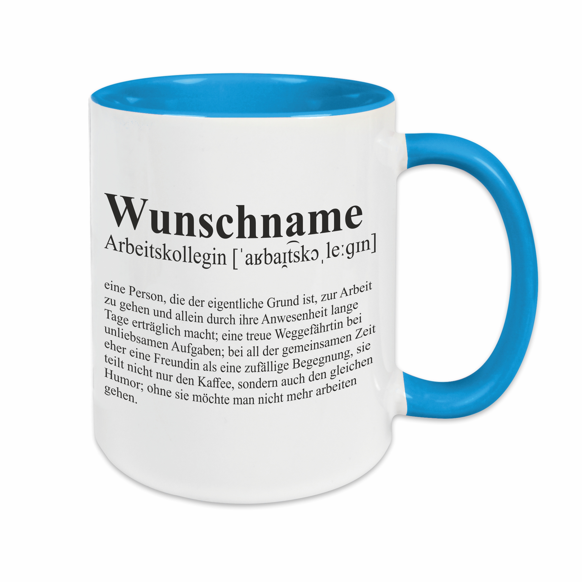 Tasse - Definition Arbeitskollegin hellblau personalisiert