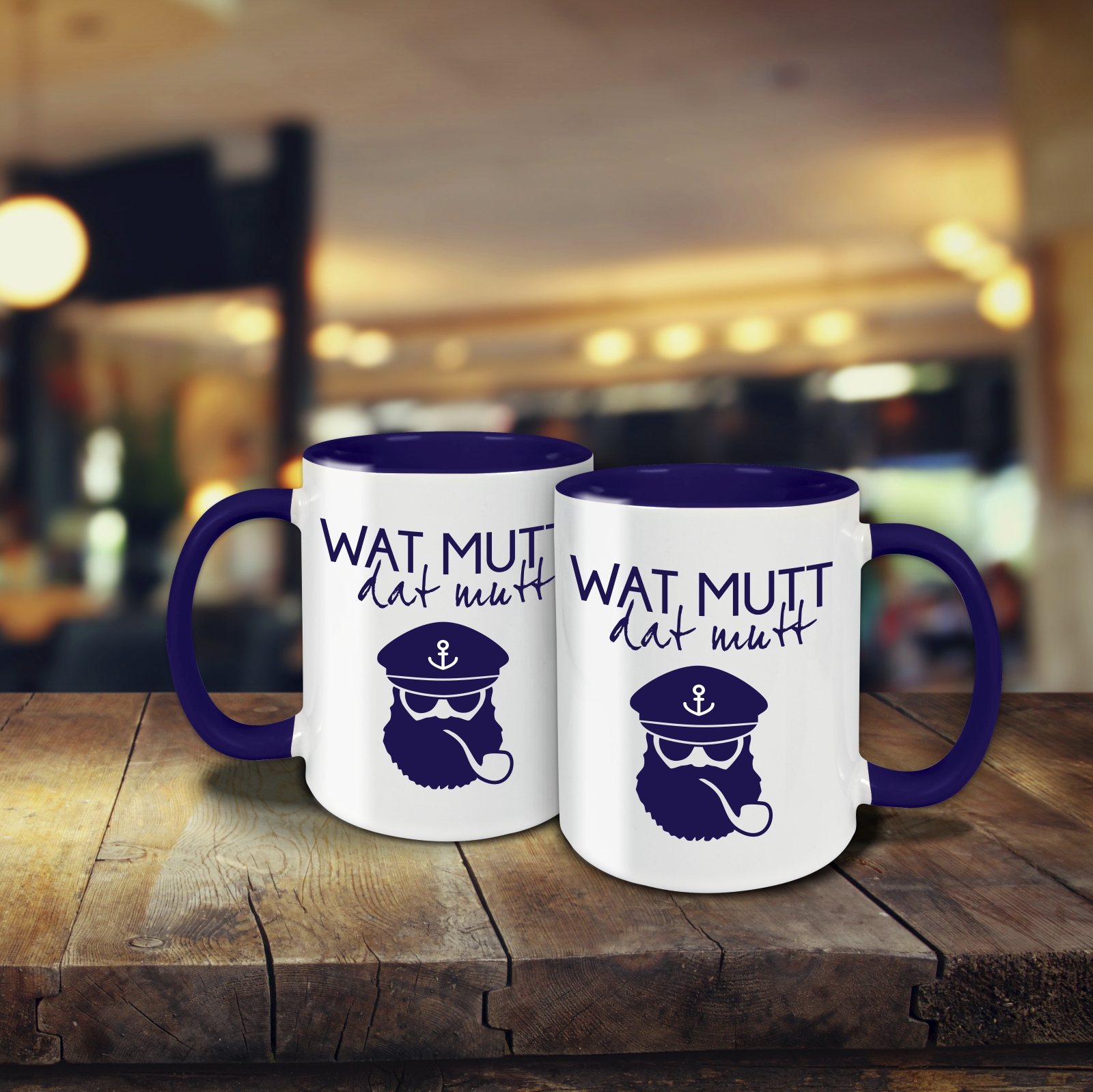 Tasse - Wat mutt, dat mutt dunkelblau