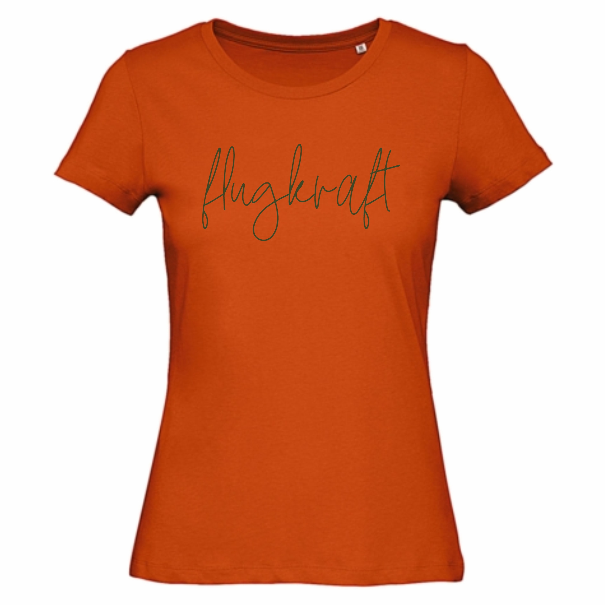 Damen T-Shirt - Flugkraft Schriftzug orange 2XL