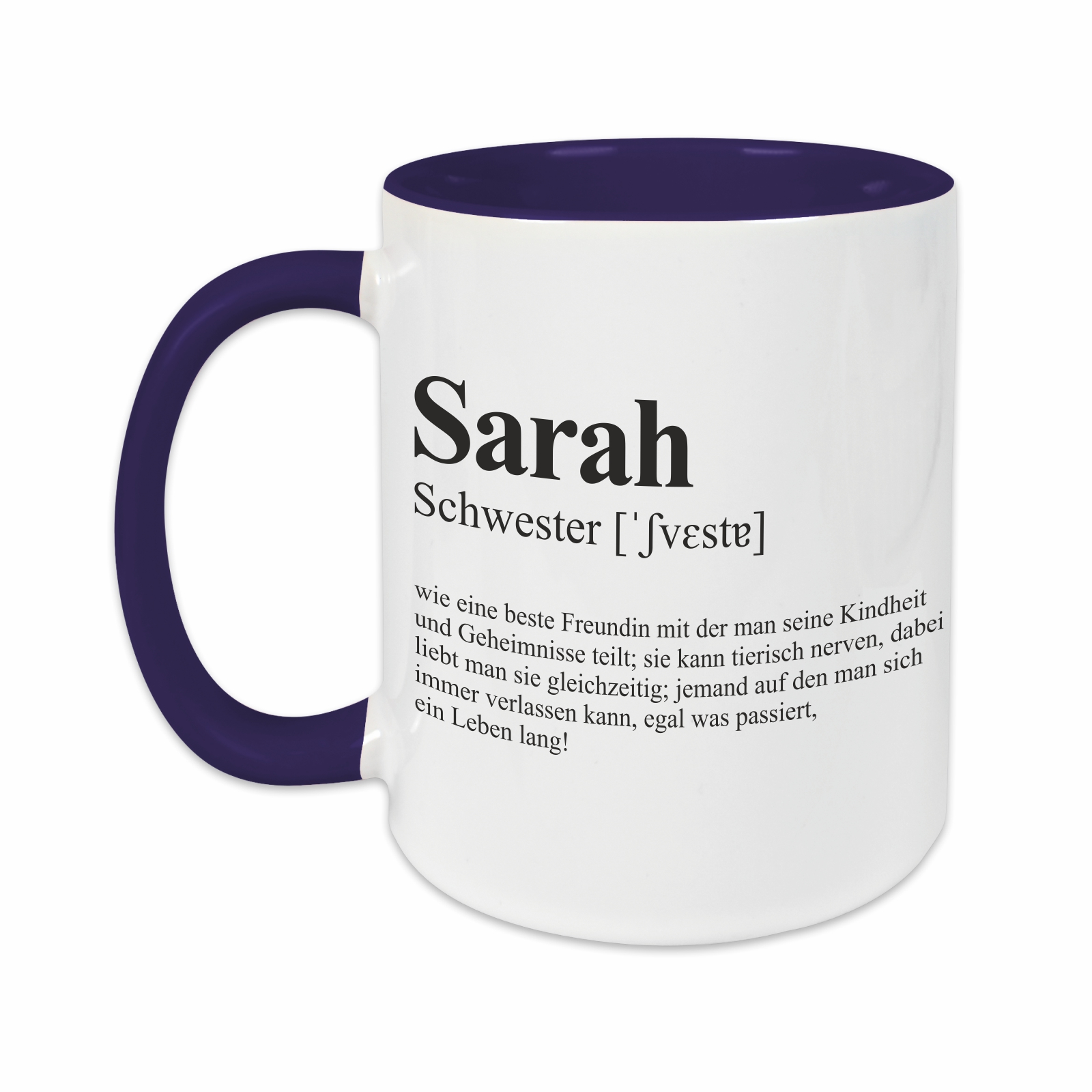 Tasse - Definition Schwester dunkelblau personalisiert