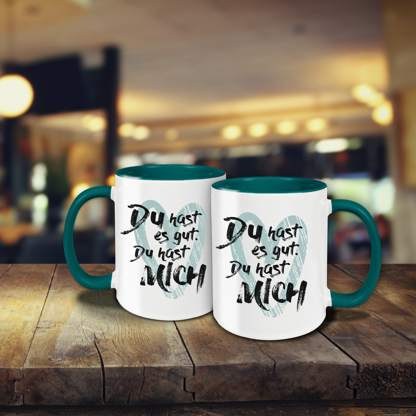 Tasse - Du hast es gut petrol