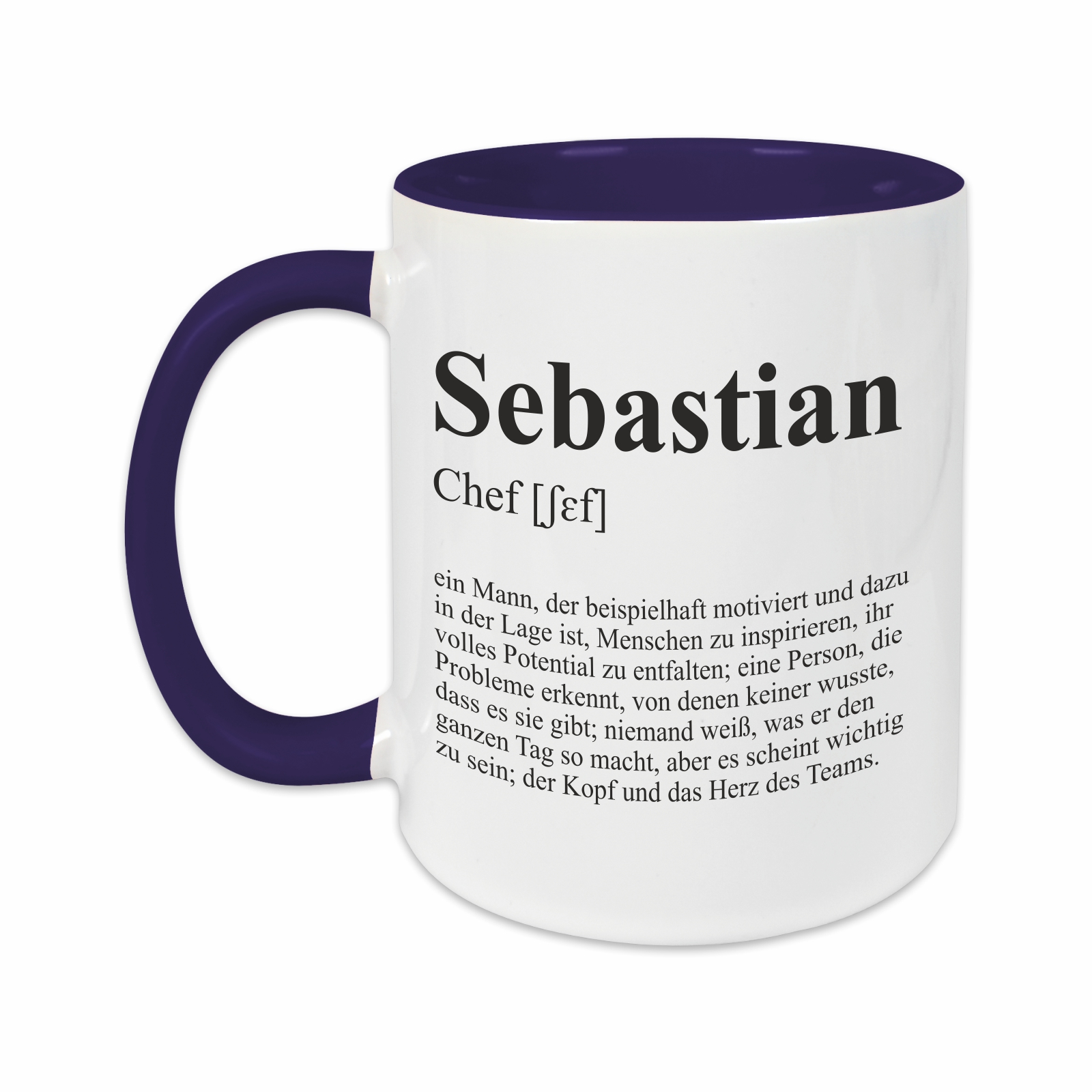 Tasse - Definition Chef dunkelblau personalisiert
