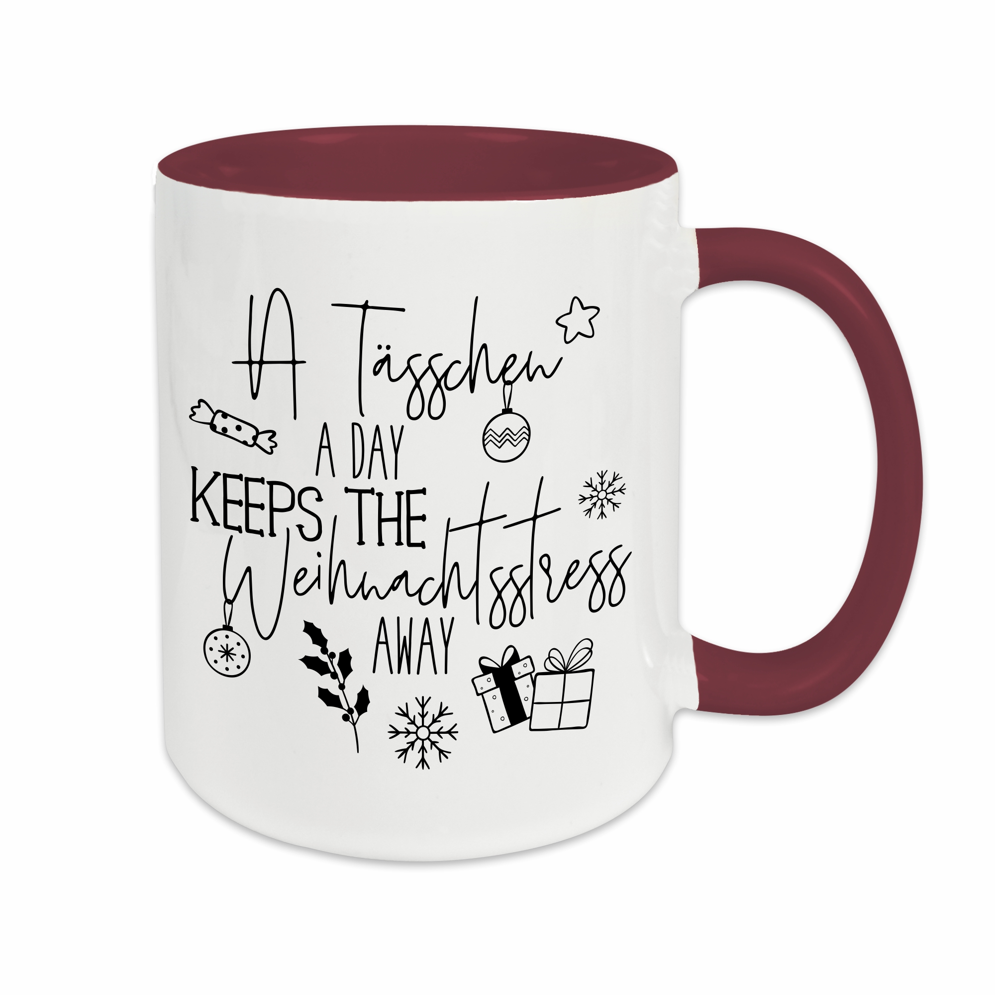 Tasse - Weihnachtsstress burgund