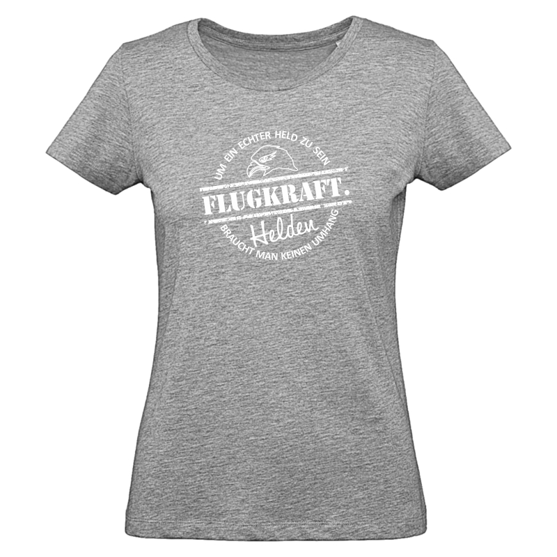 Damen T-Shirt - Helden Button grau 2XL