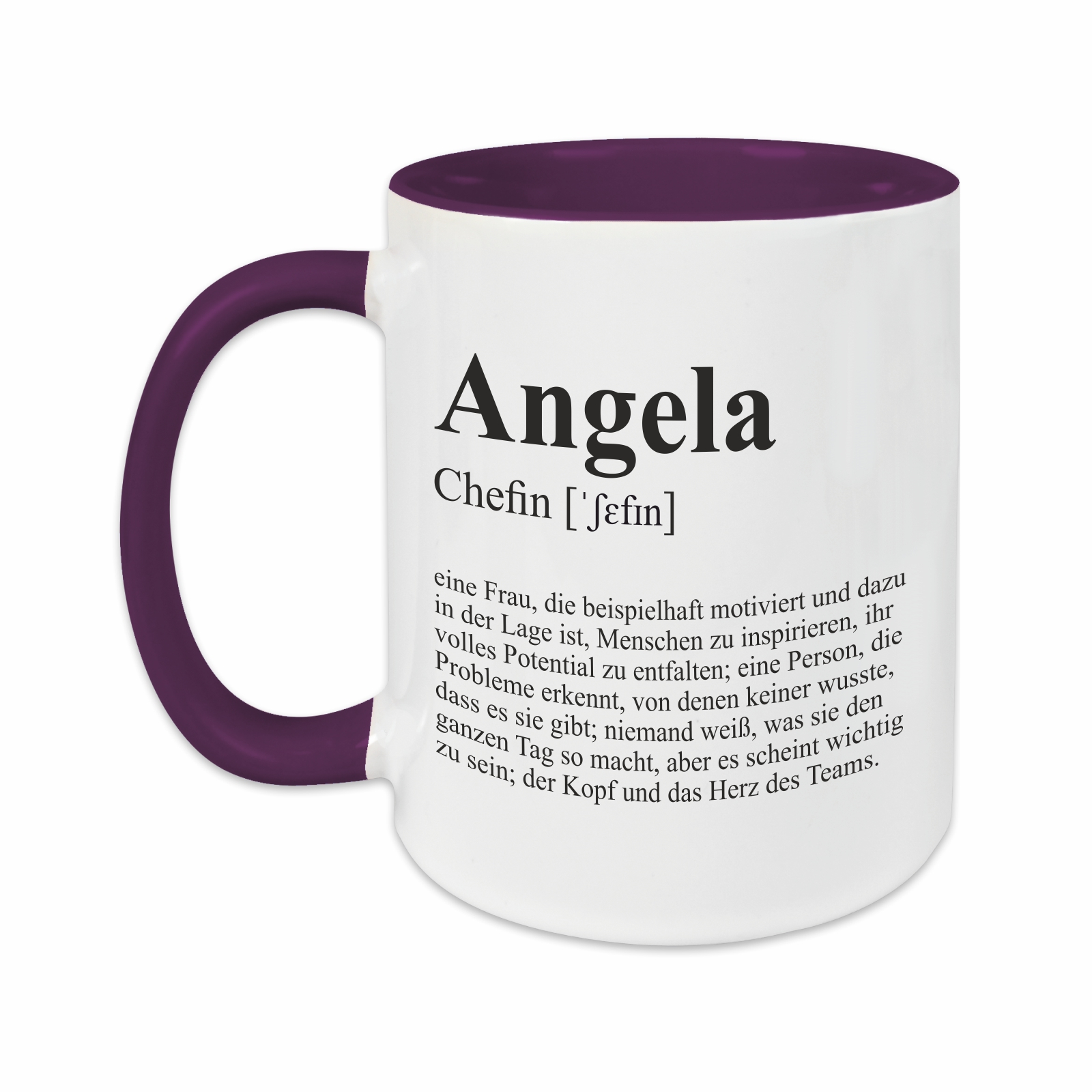 Tasse - Definition Chefin lila personalisiert