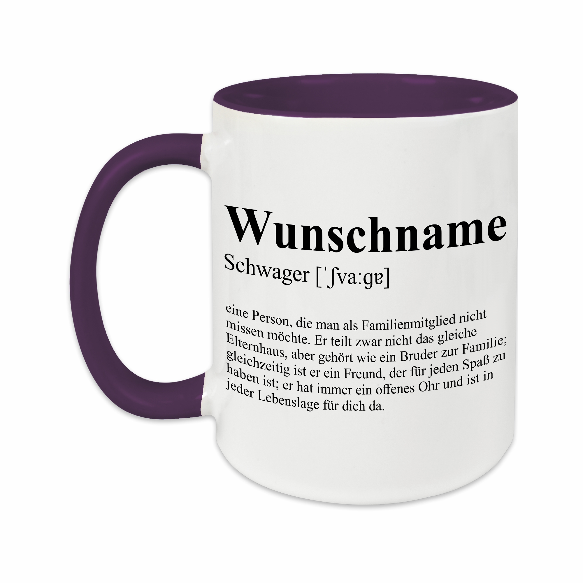 Tasse - Definition Schwager lila personalisiert