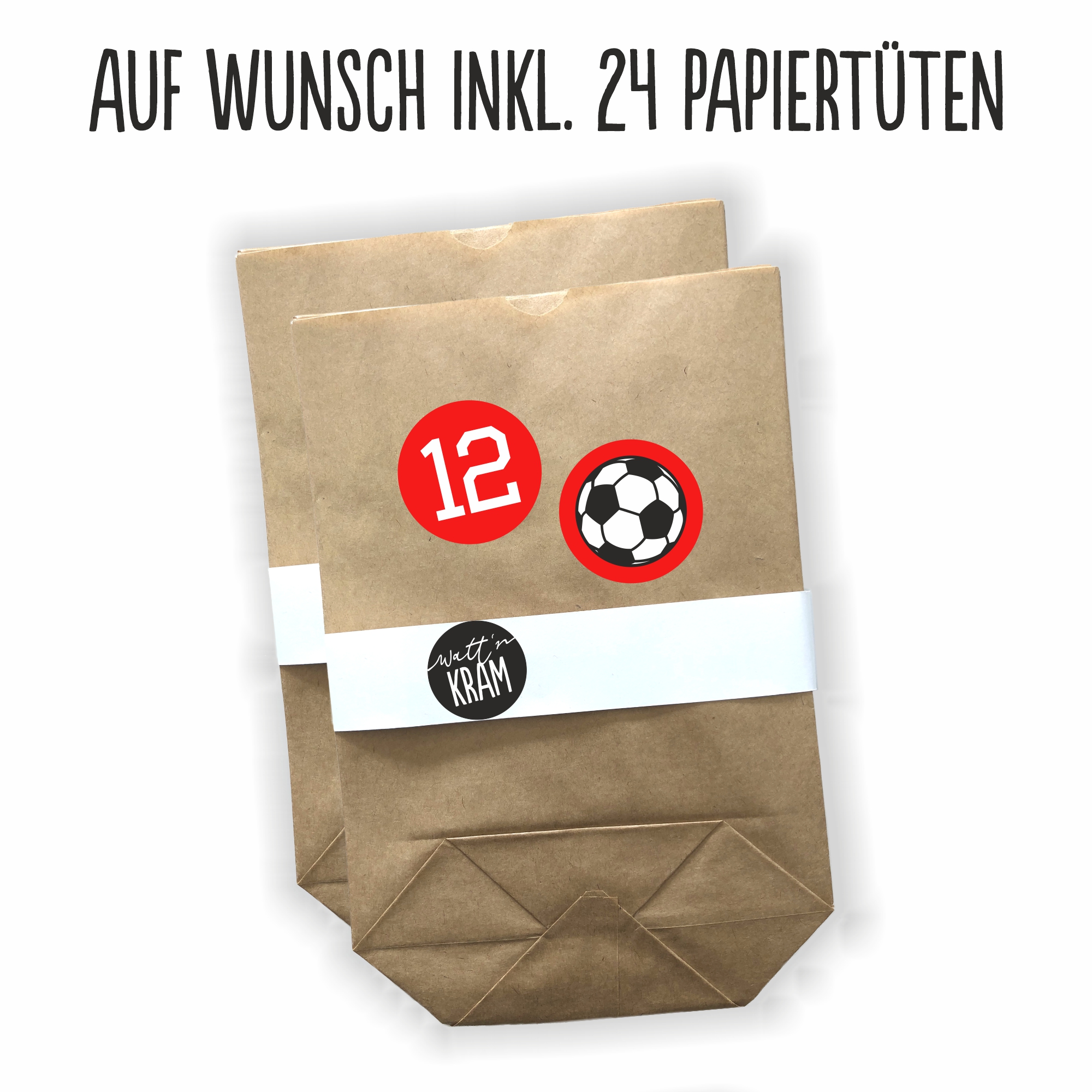Adventskalender Aufkleber Fußball rot/weiss - 48 Sticker mit 24 Tüten zum selbst Befüllenn