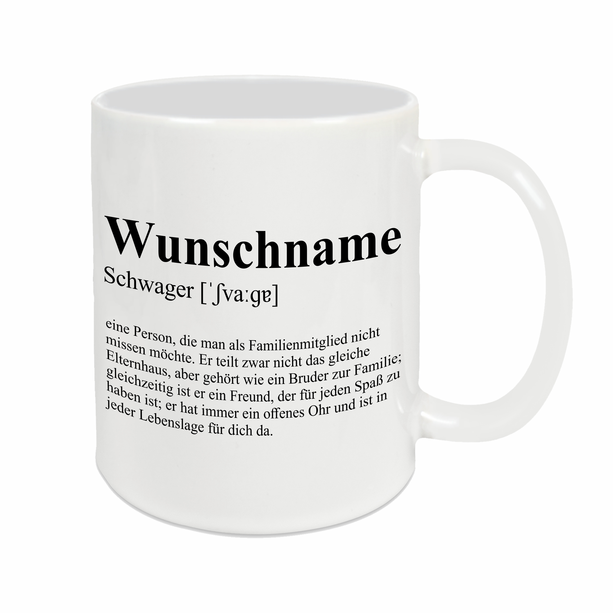 Tasse - Definition Schwägerin weiß personalisiert