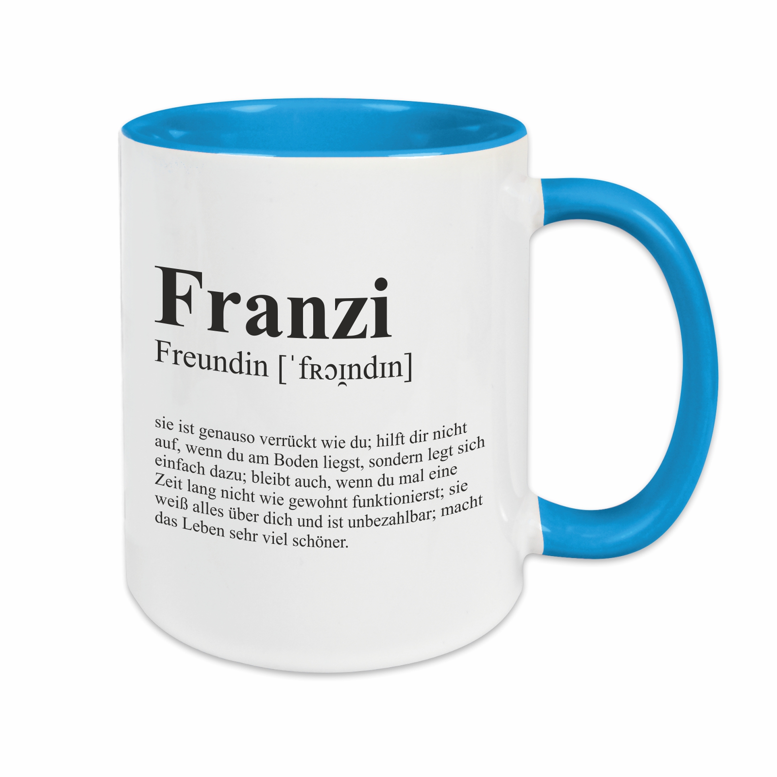 Tasse - Definition Freundin hellblau personalisiert