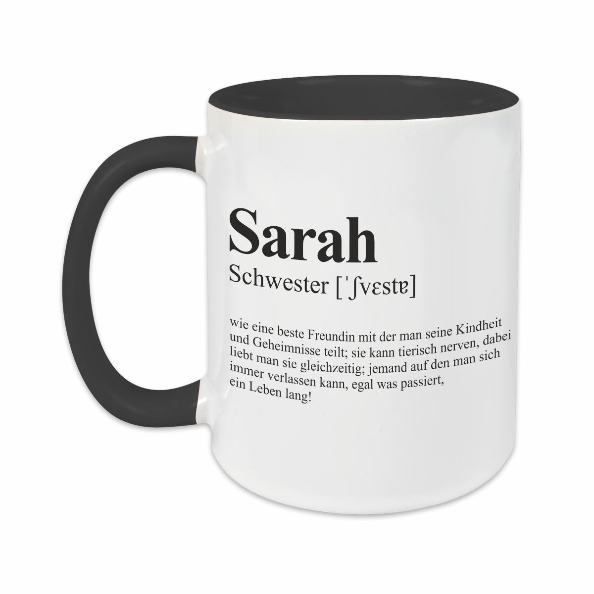 Tasse - Definition Schwester schwarz personalisiert