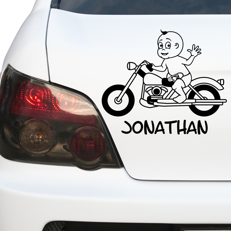 Kfz-Aufkleber - Baby auf Motorrad