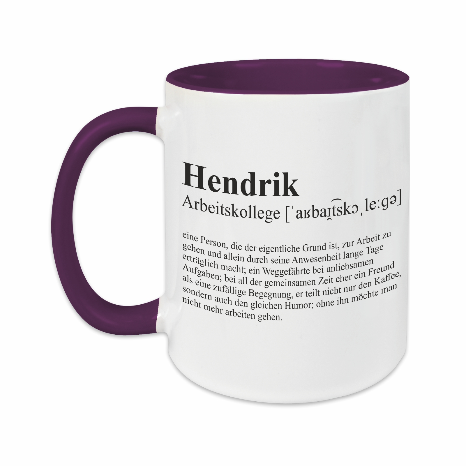 Tasse - Definition Arbeitskollege lila personalisiert
