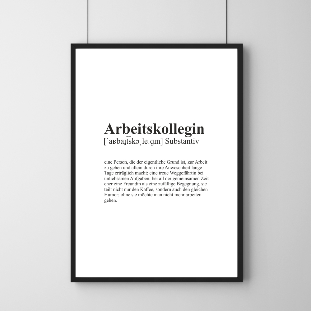 Poster - Definition Arbeitskollegin 30 x 40 cm