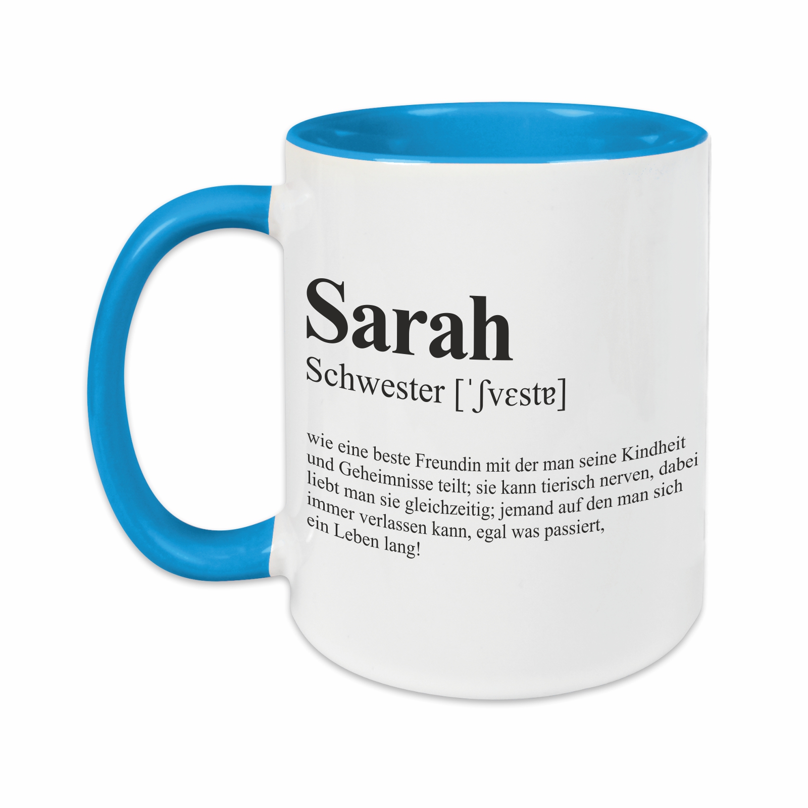 Tasse - Definition Schwester hellblau personalisiert