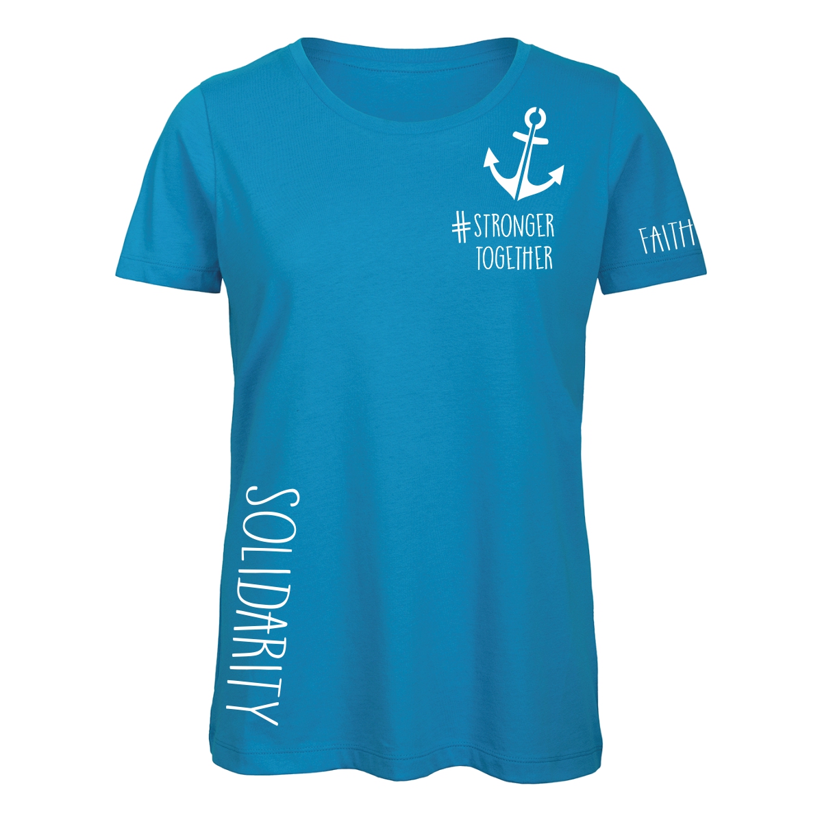 Damen T-Shirt - #strongertogether azurblau XXL
