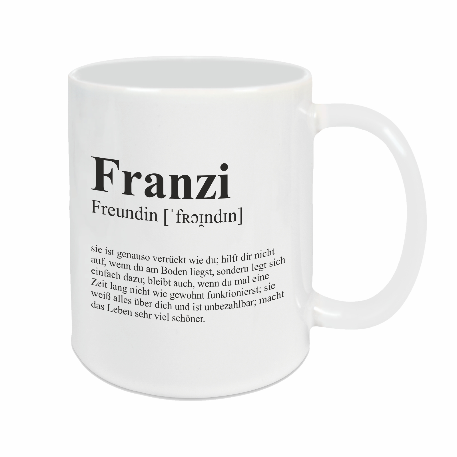 Tasse - Definition Freundin weiß personalisiert