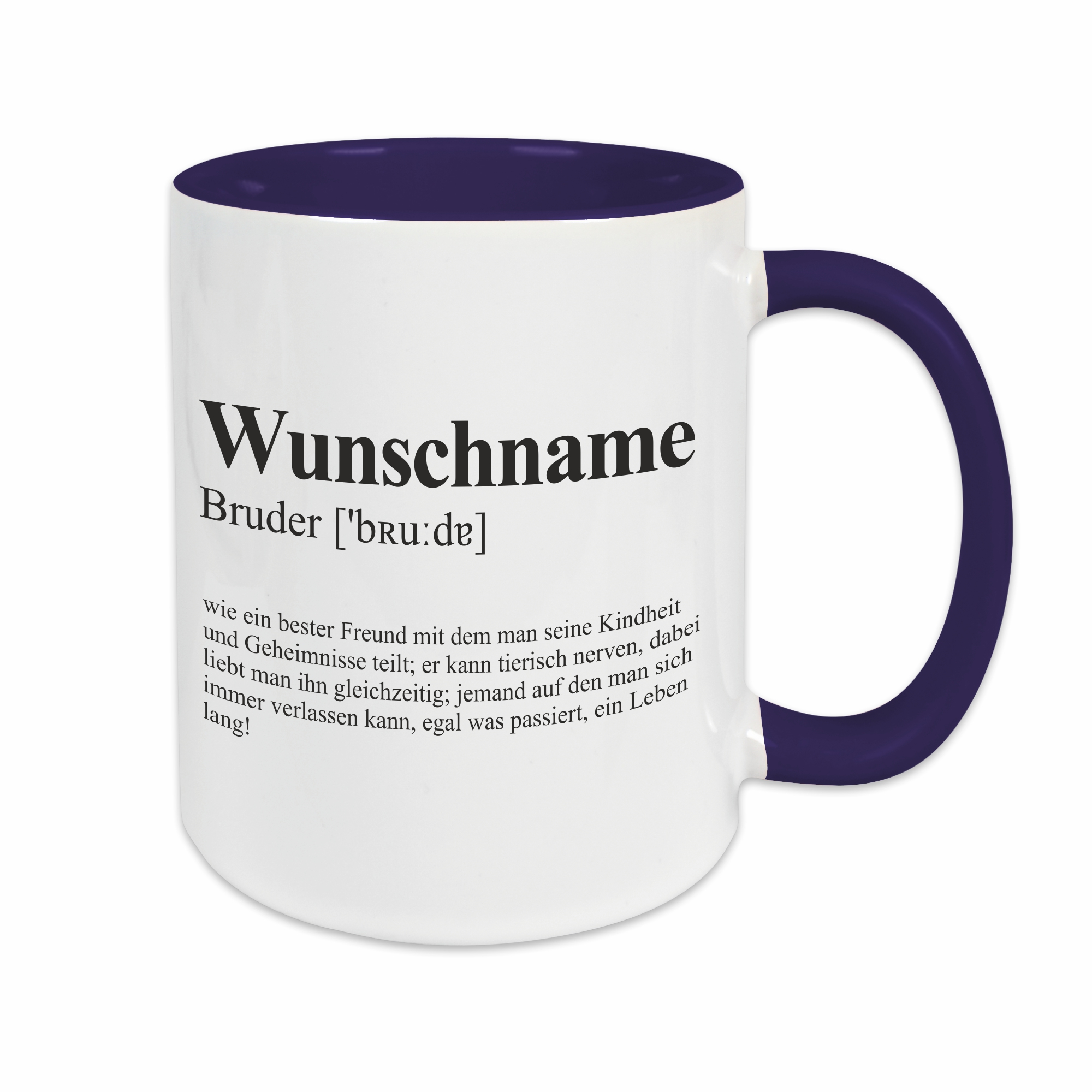 Tasse - Definition Bruder dunkelblau personalisiert