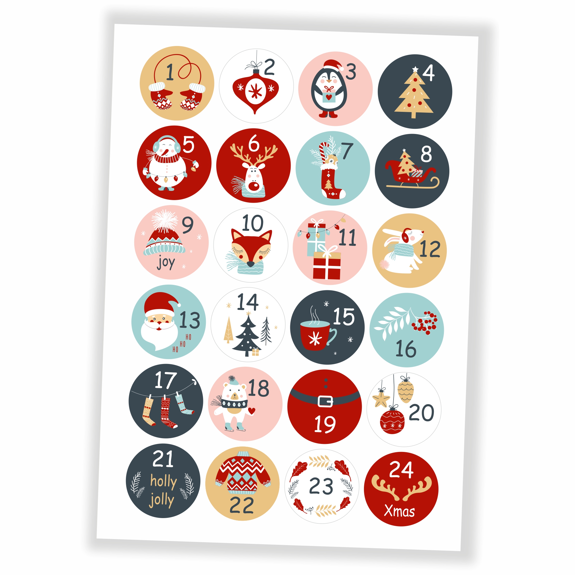 Adventskalender Motive - Aufkleber & Tüten zum selbst Befüllen