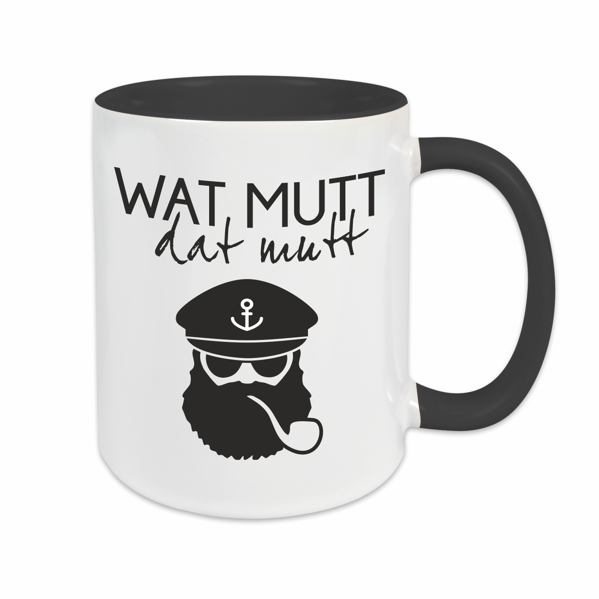 Tasse - Wat mutt, dat mutt schwarz