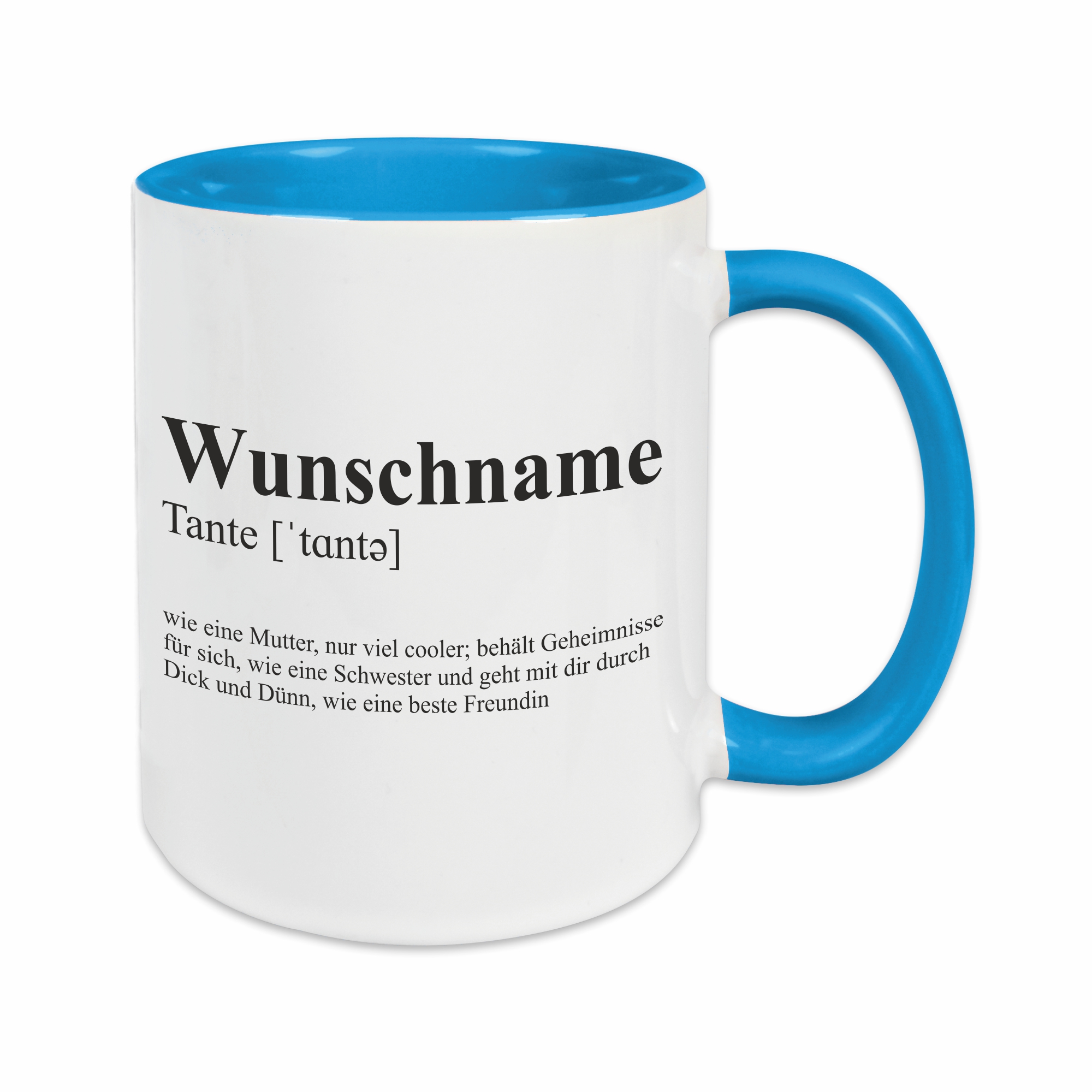 Tasse - Definition Tante hellblau personalisiert