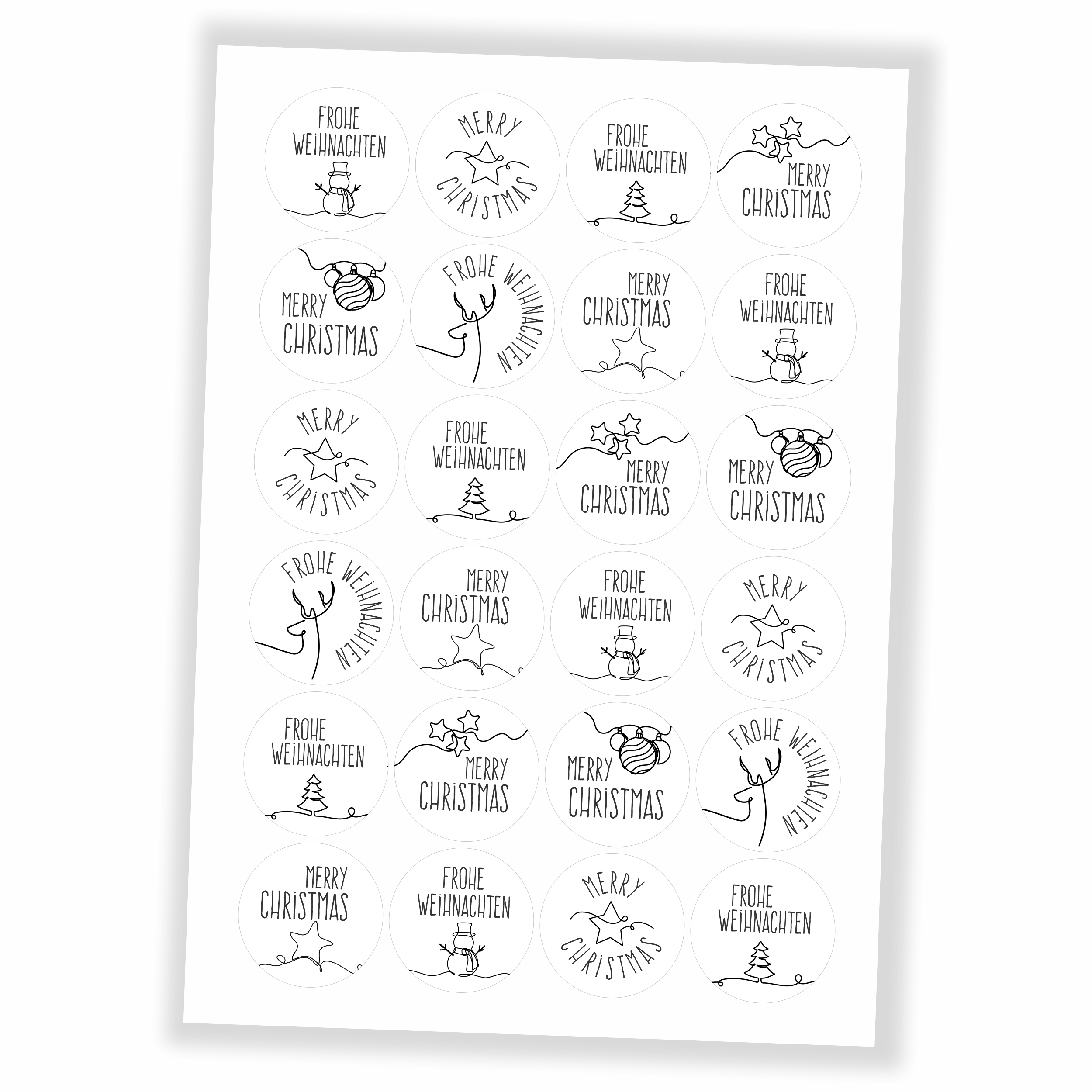 Aufkleber - Weihnachtsmotive Sticker + 24 Tüten