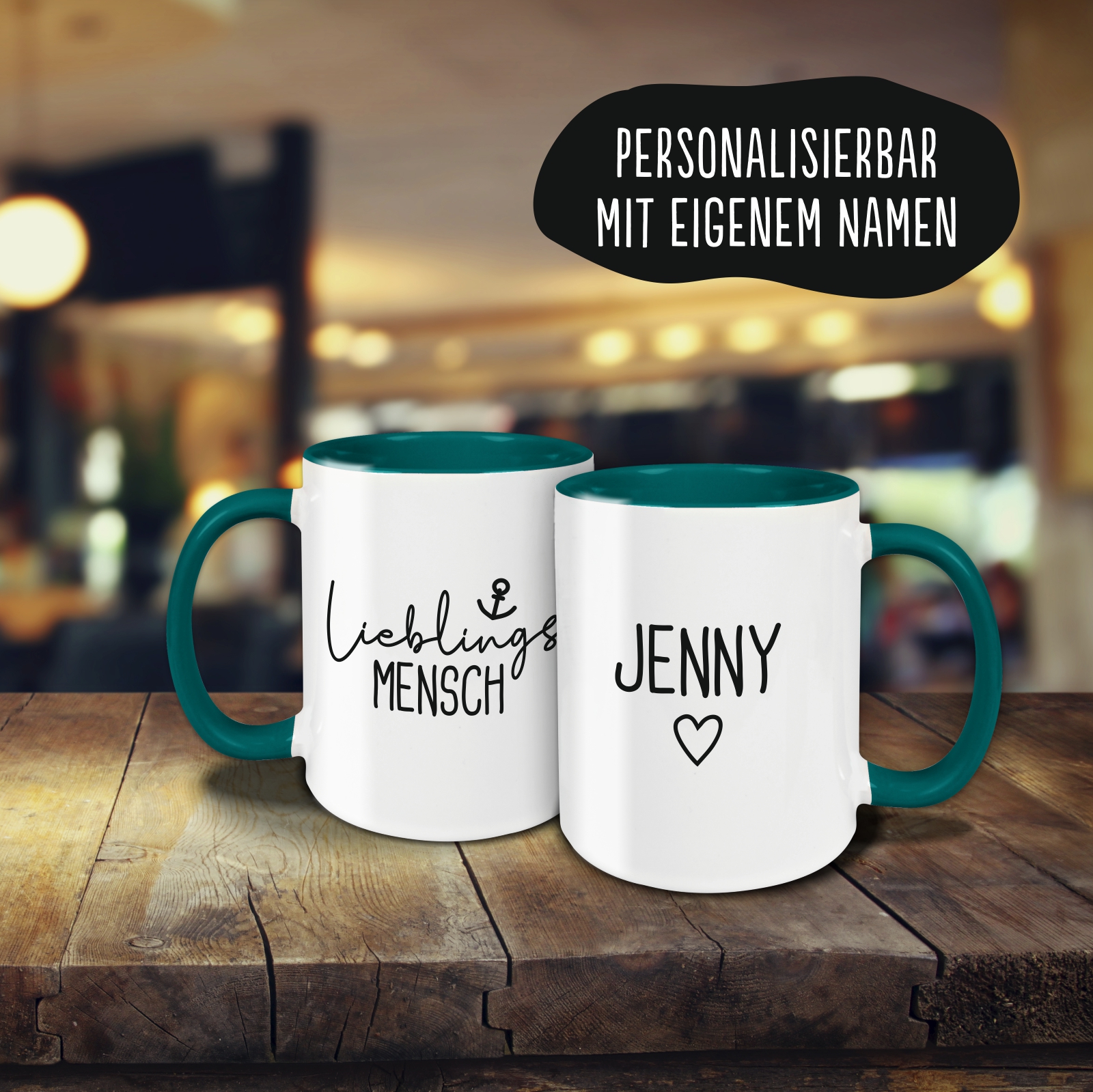 Tasse - Lieblingsmensch petrol personalisiert
