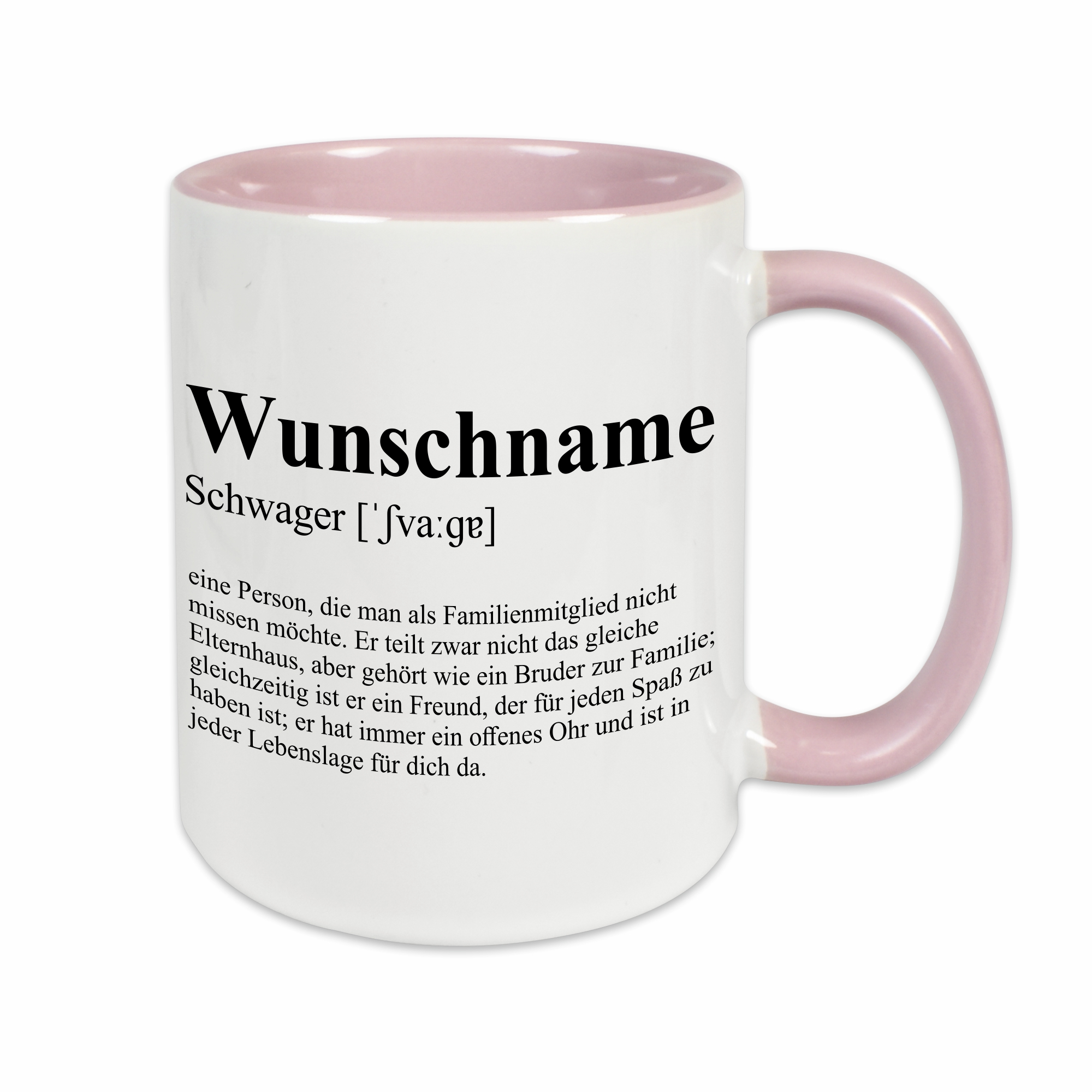 Tasse - Definition Schwager rosa personalisiert