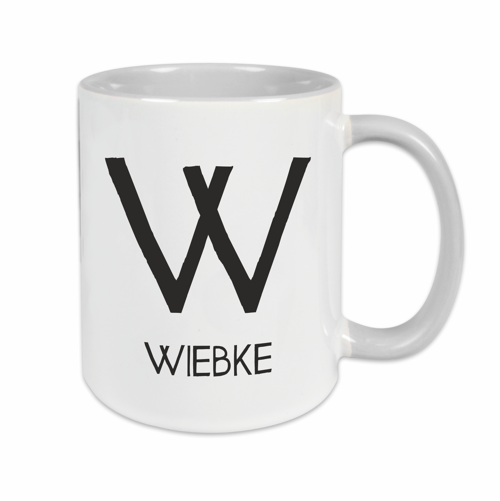 Tasse - Buchstabe & Name grau