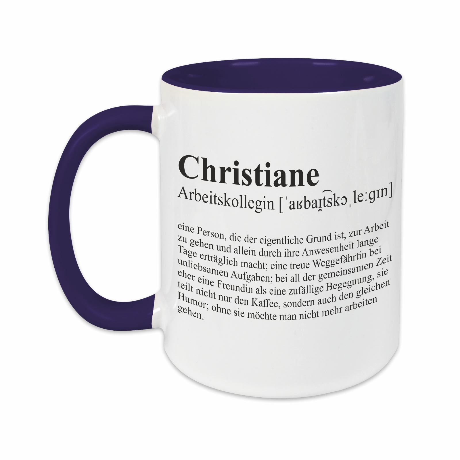 Tasse - Definition Arbeitskollegin dunkelblau personalisiert