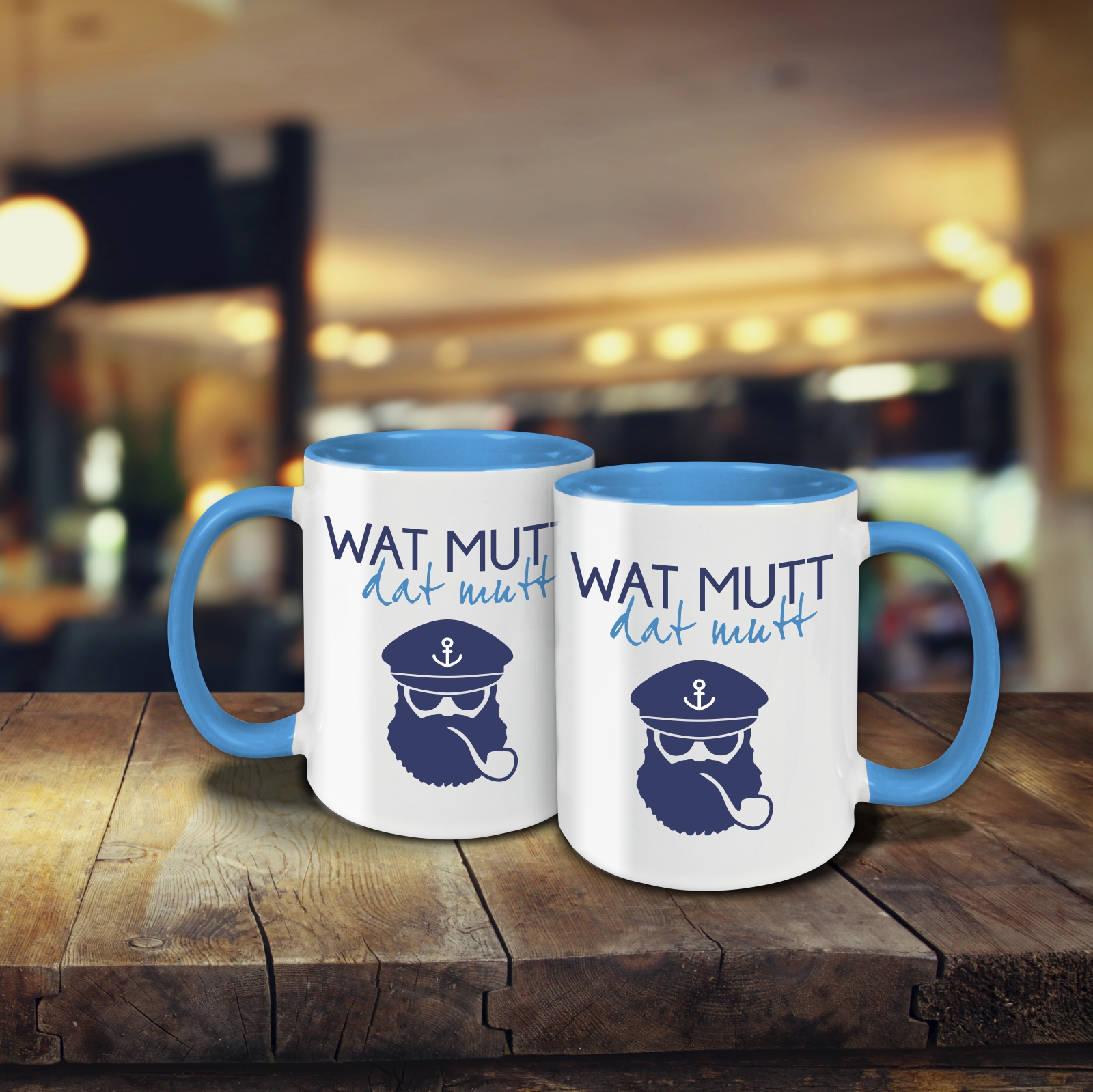 Tasse - Wat mutt, dat mutt hellblau