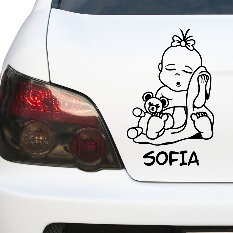 Kfz-Aufkleber - Baby mit Kuscheldecke (Mädchen)