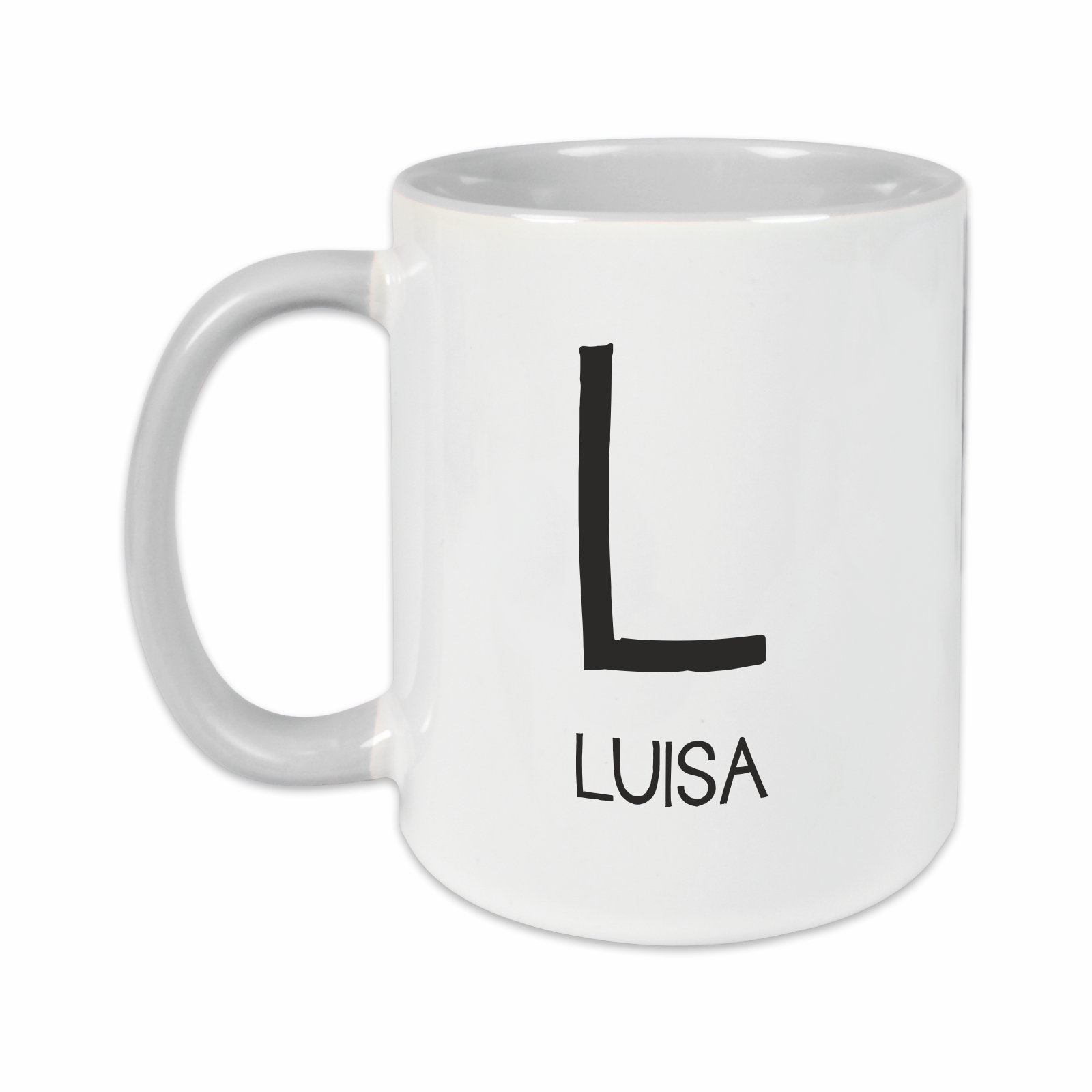 Tasse - Buchstabe & Name grau