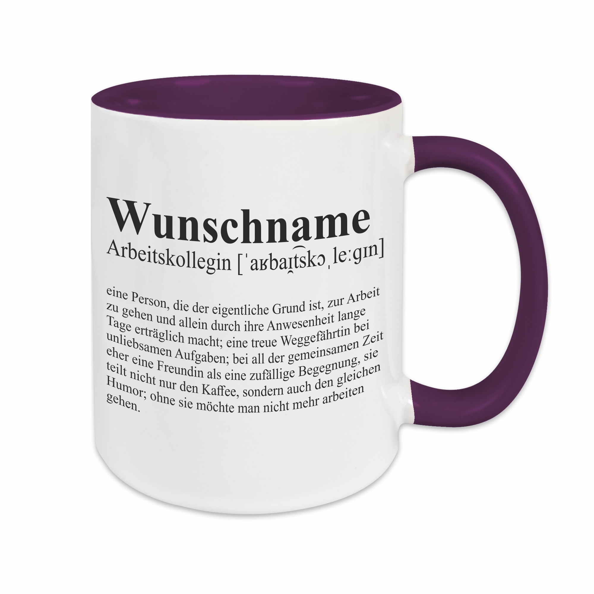 Tasse - Definition Arbeitskollegin lila personalisiert