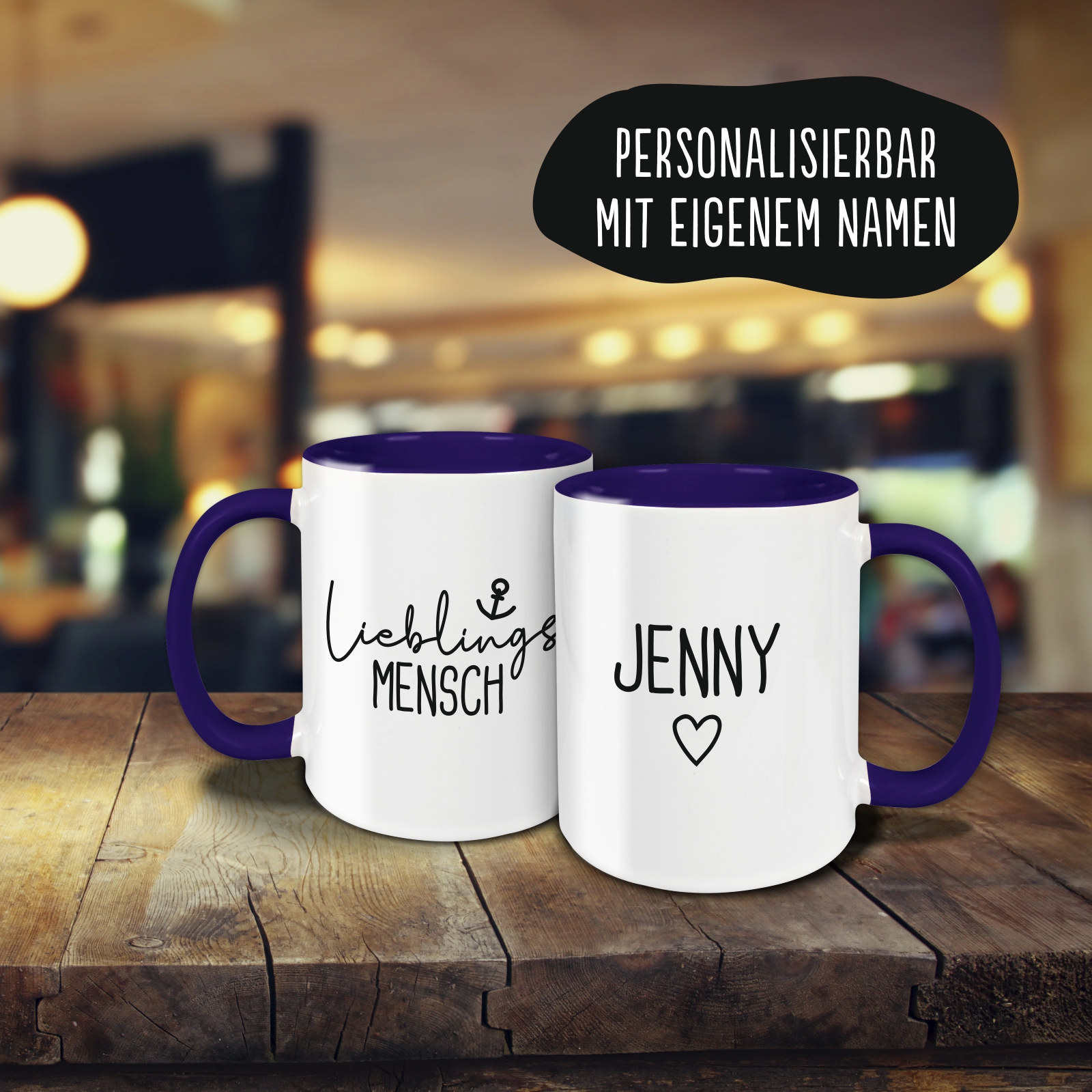Tasse - Lieblingsmensch dunkelblau personalisiert