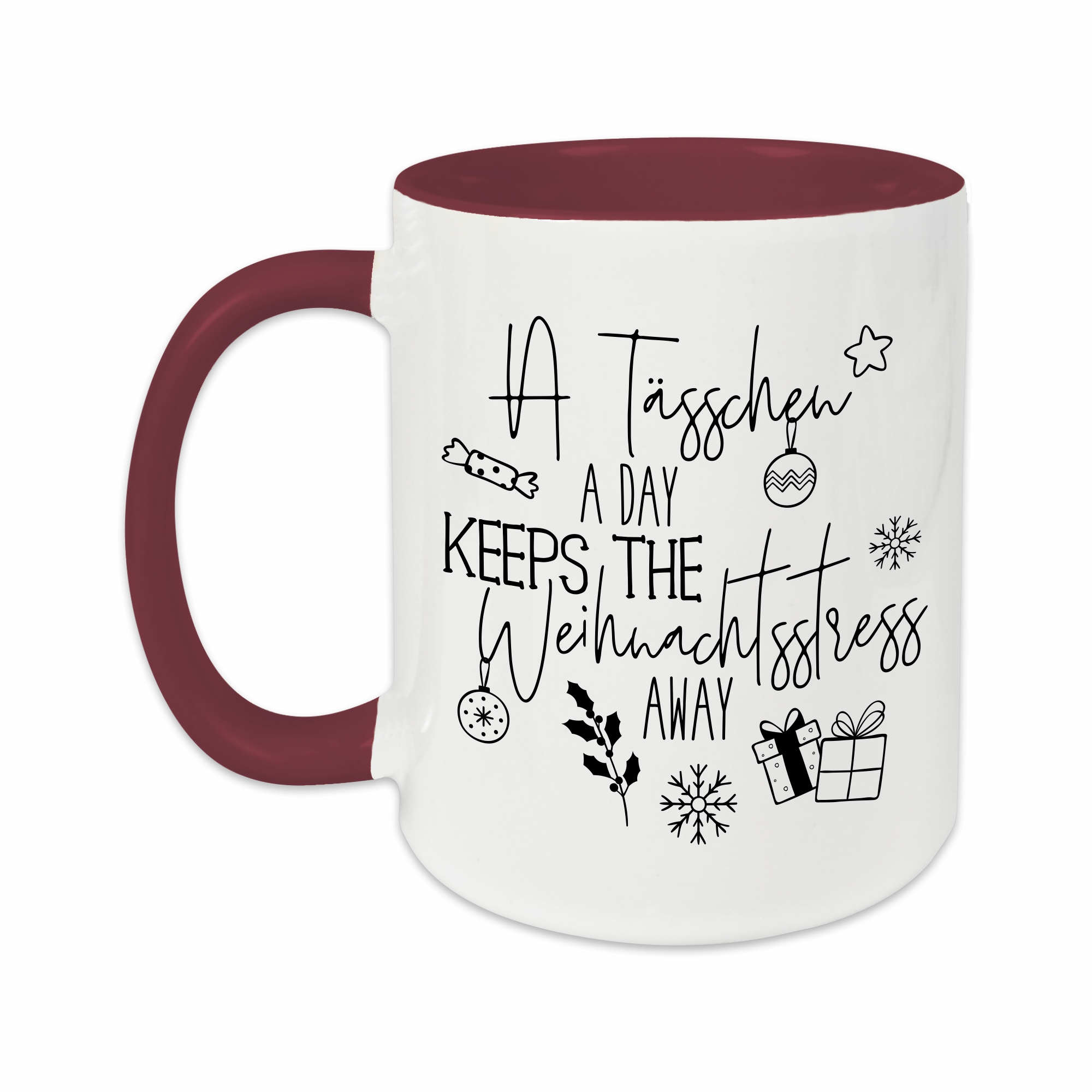 Tasse - Weihnachtsstress burgund