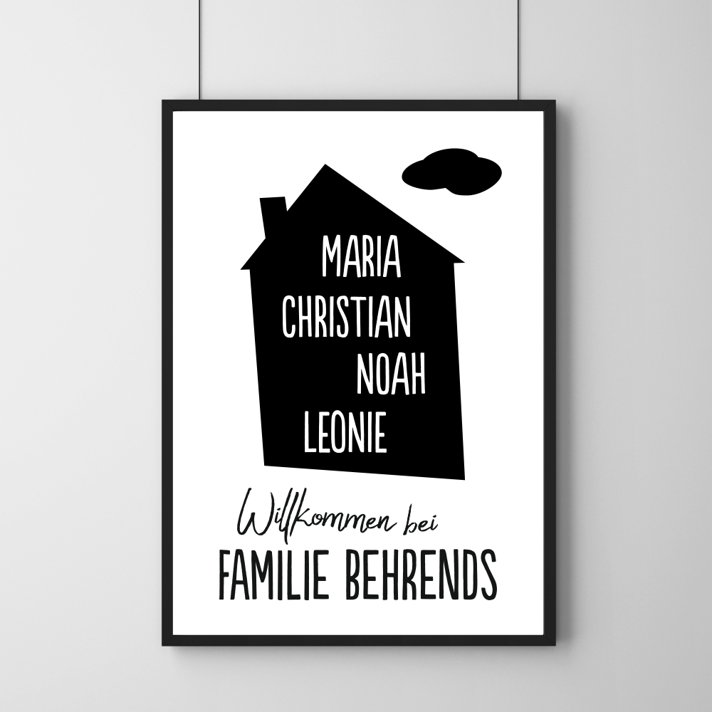 Poster - Willkommen Familie - Personalisierbar 30 x 40 cm