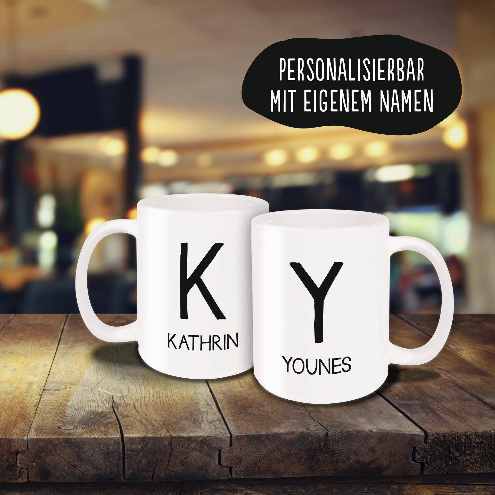Tasse - Buchstabe & Name weiß