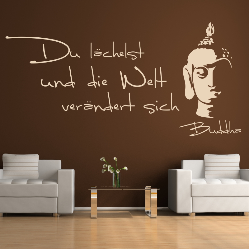 Wandtattoo - Du lächelst ... Buddha Zitat