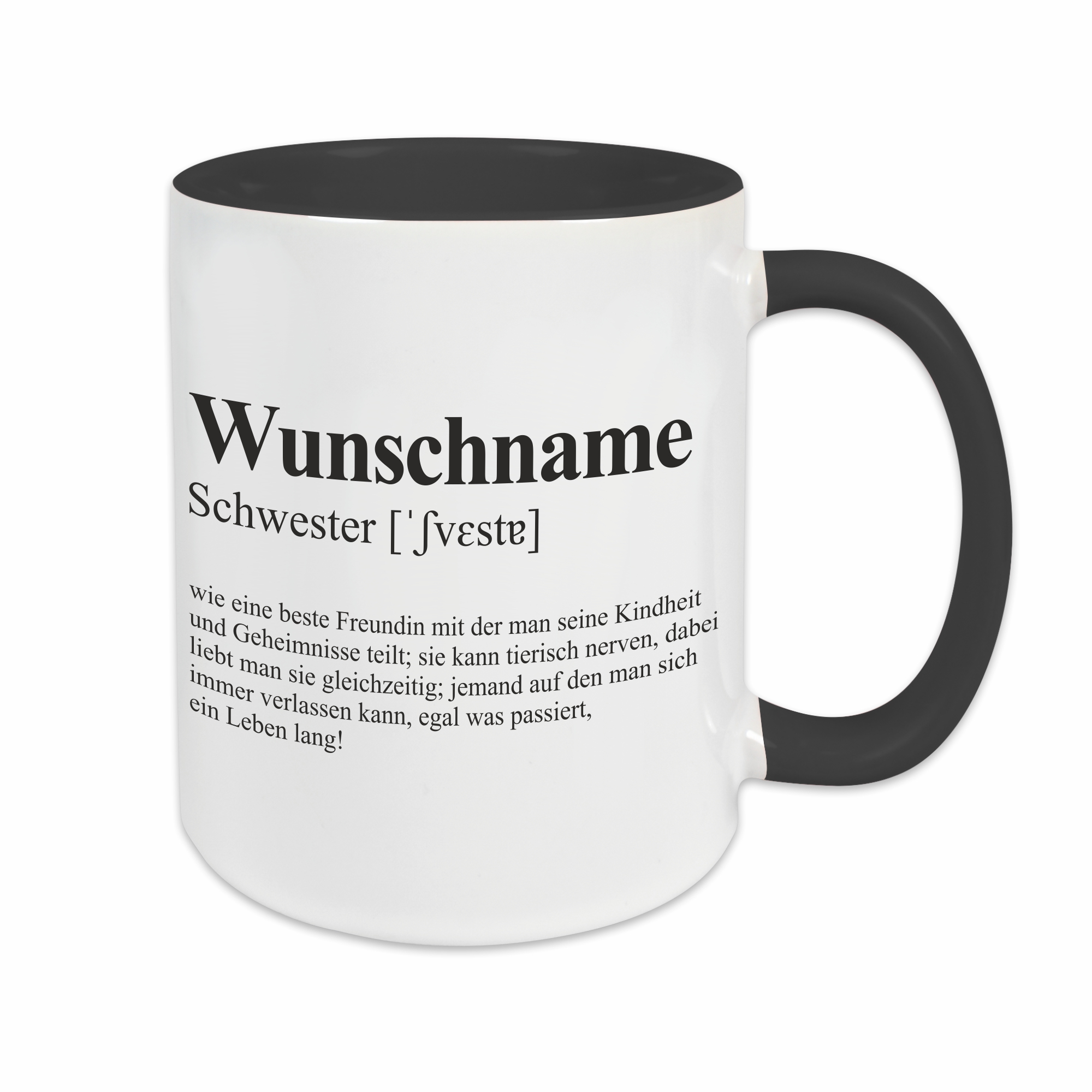 Tasse - Definition Schwester schwarz personalisiert
