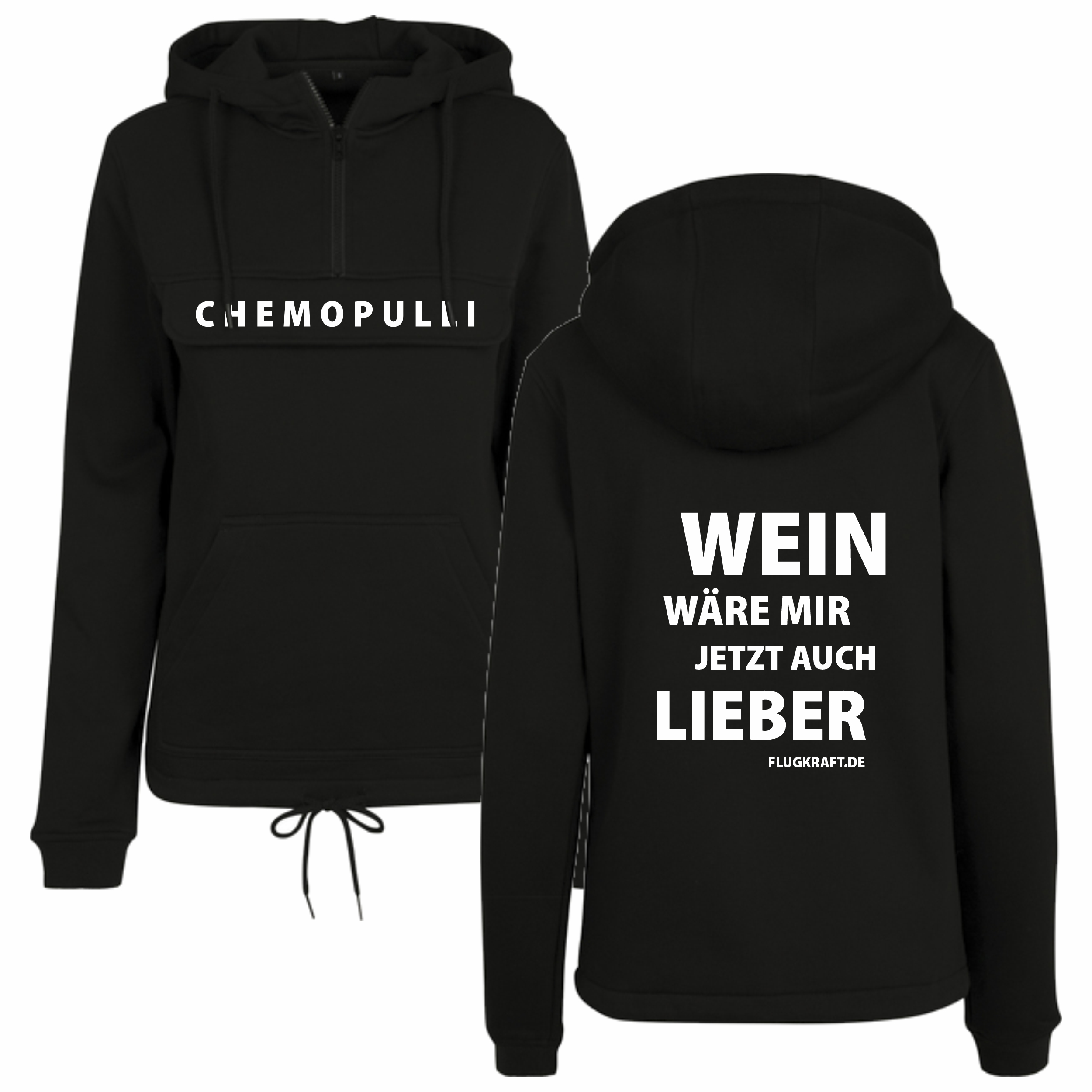 Damen Hoodie mit Brusttasche - Chemopulli 5XL
