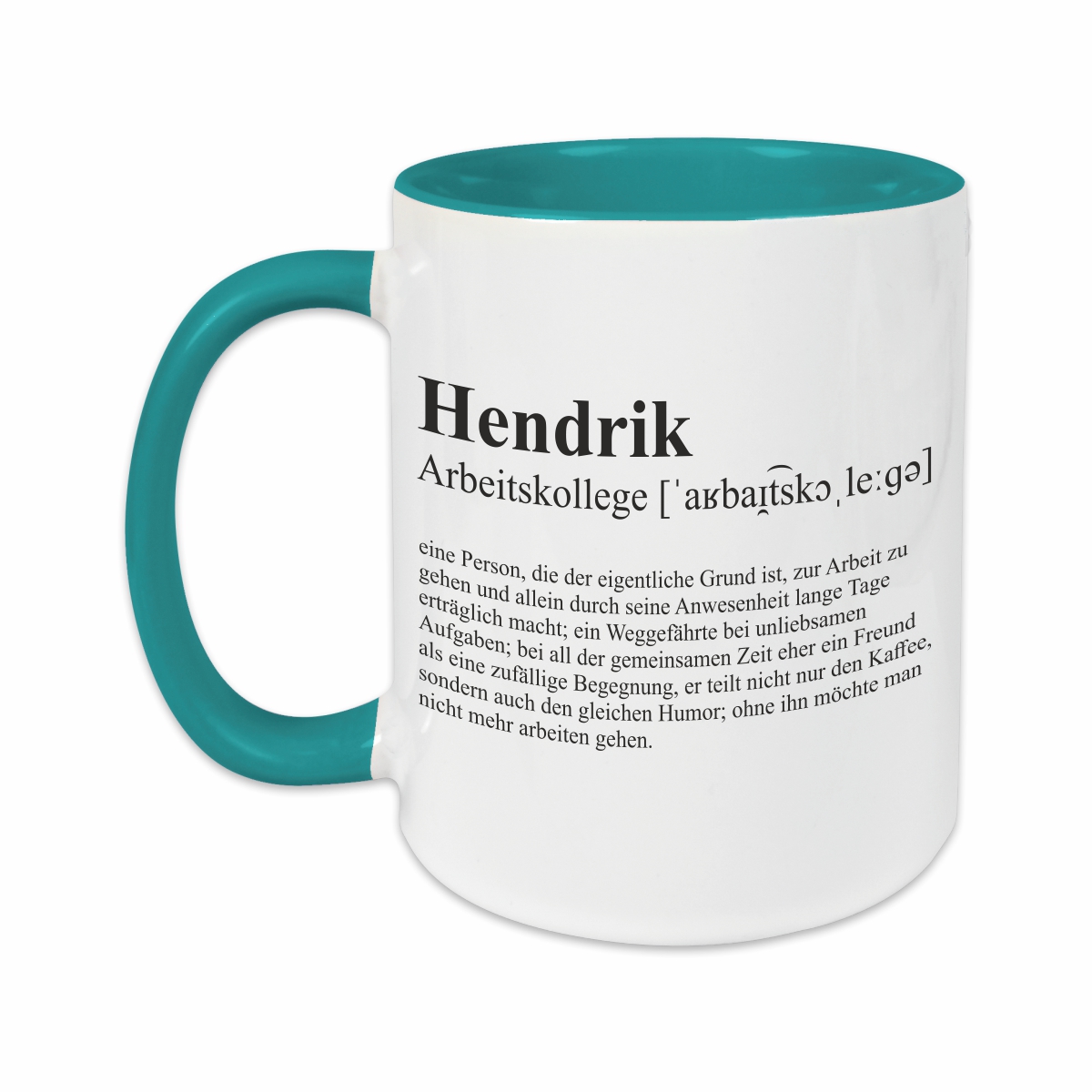 Tasse - Definition Arbeitskollege türkis personalisiert
