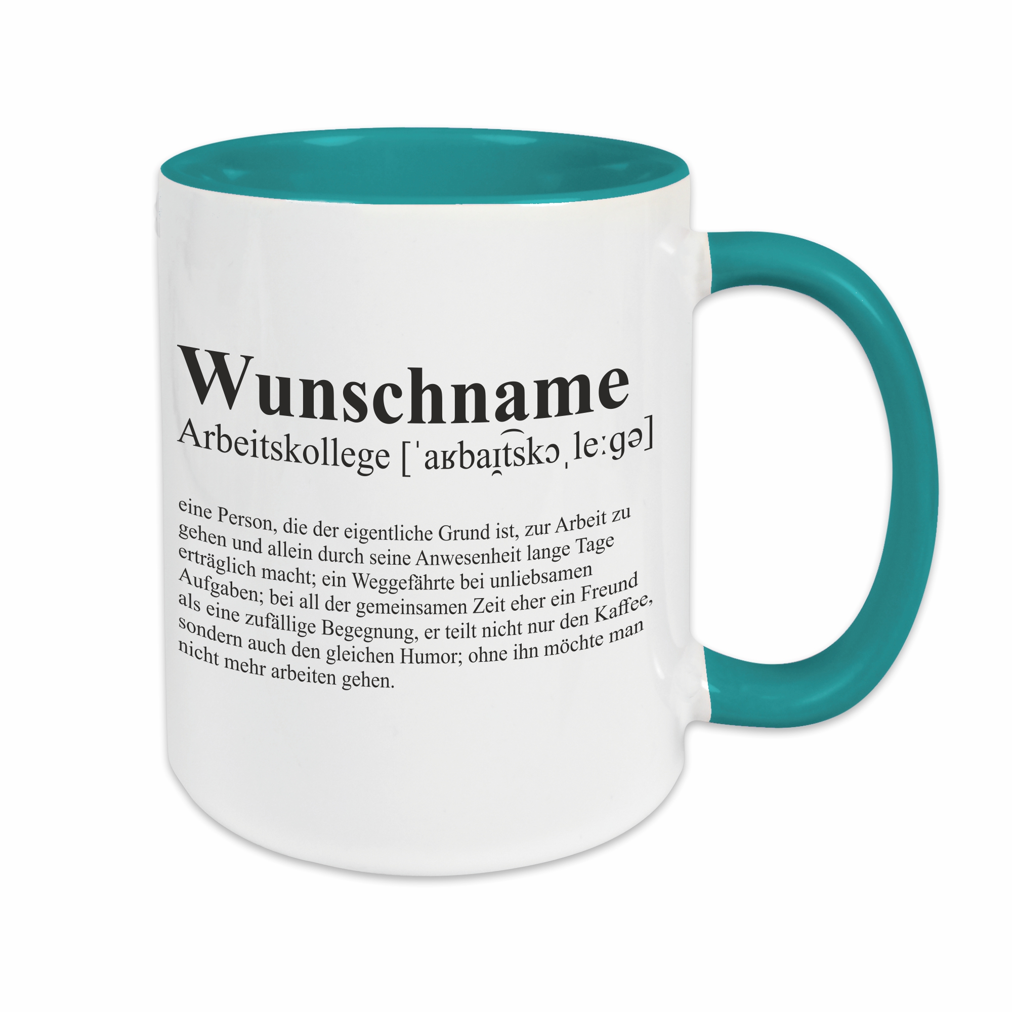 Tasse - Definition Arbeitskollege türkis personalisiert