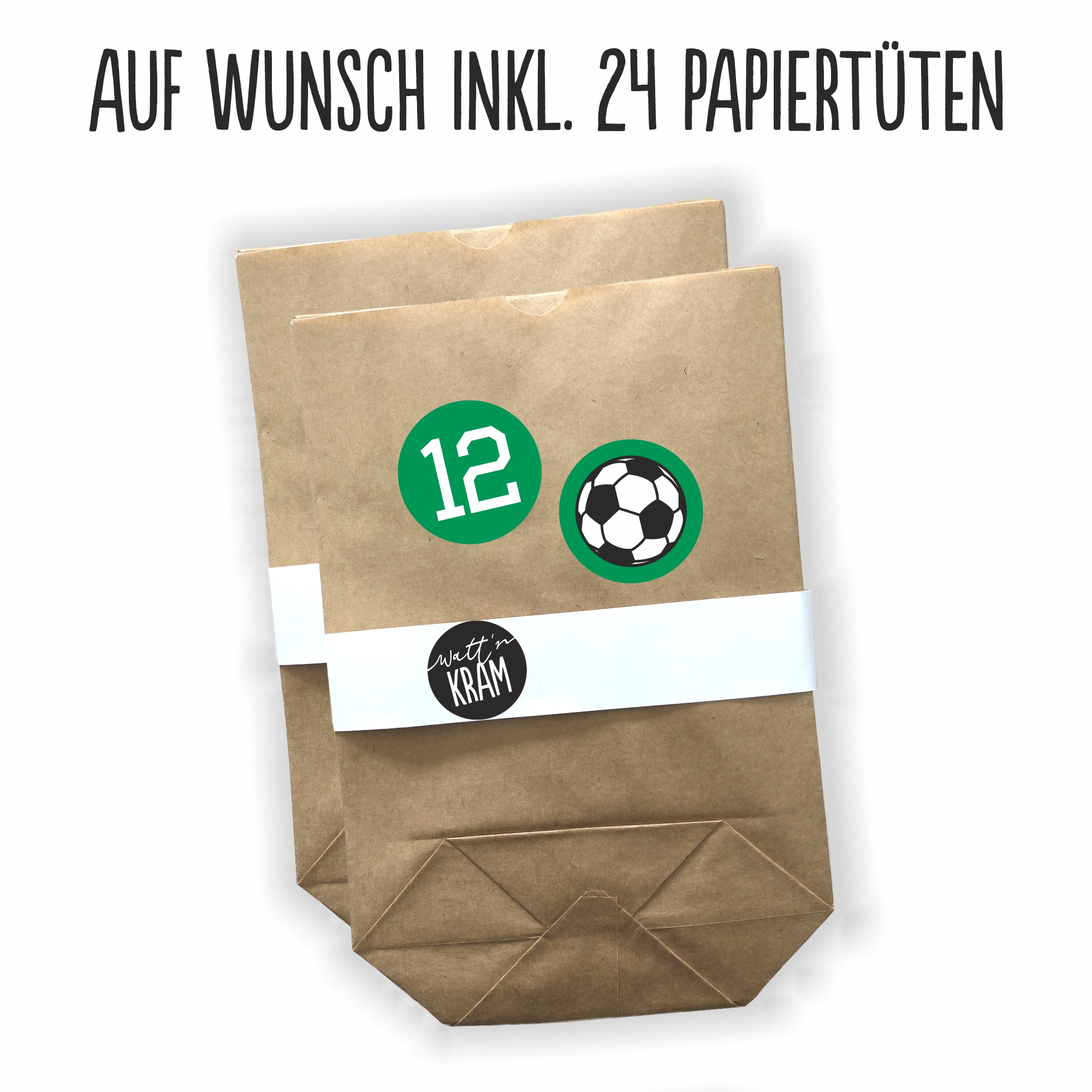 Adventskalender Aufkleber Fußball grün/weiss - 48 Sticker mit 24 Tüten zum selbst Befüllen