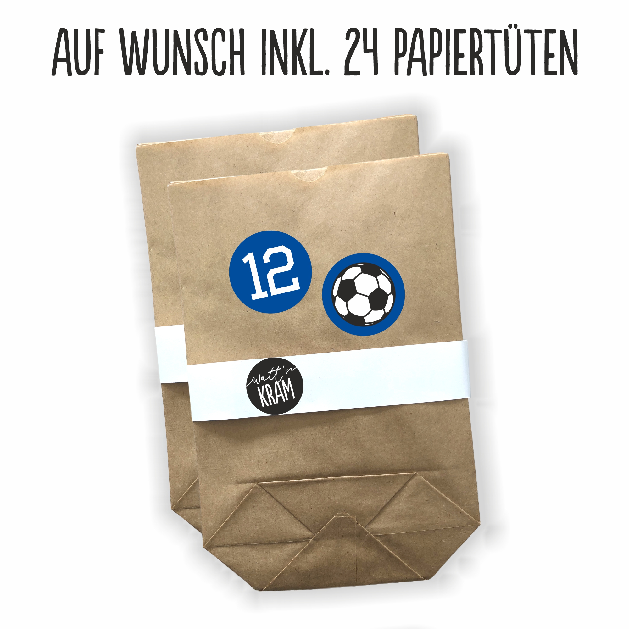 Adventskalender Aufkleber Fußball blau/weiss - 48 Sticker mit 24 Tüten zum selbst Befüllen